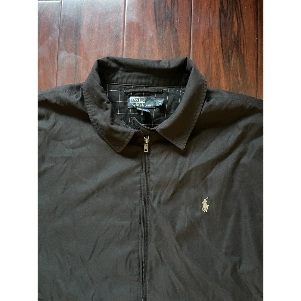 Polo Ralph Lauren Harrington Jacket Black Plaid Lined Men's Size 3XLT Preowned